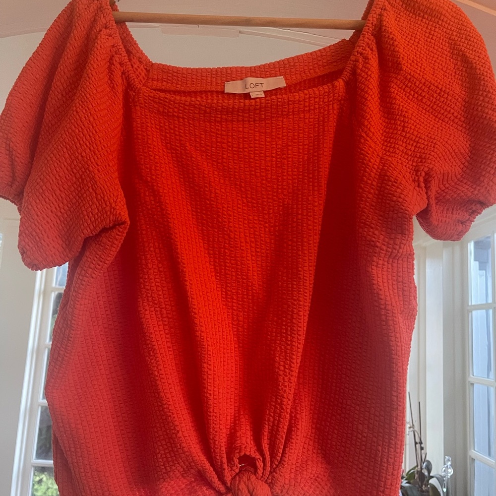 Loft seersucker front tie top